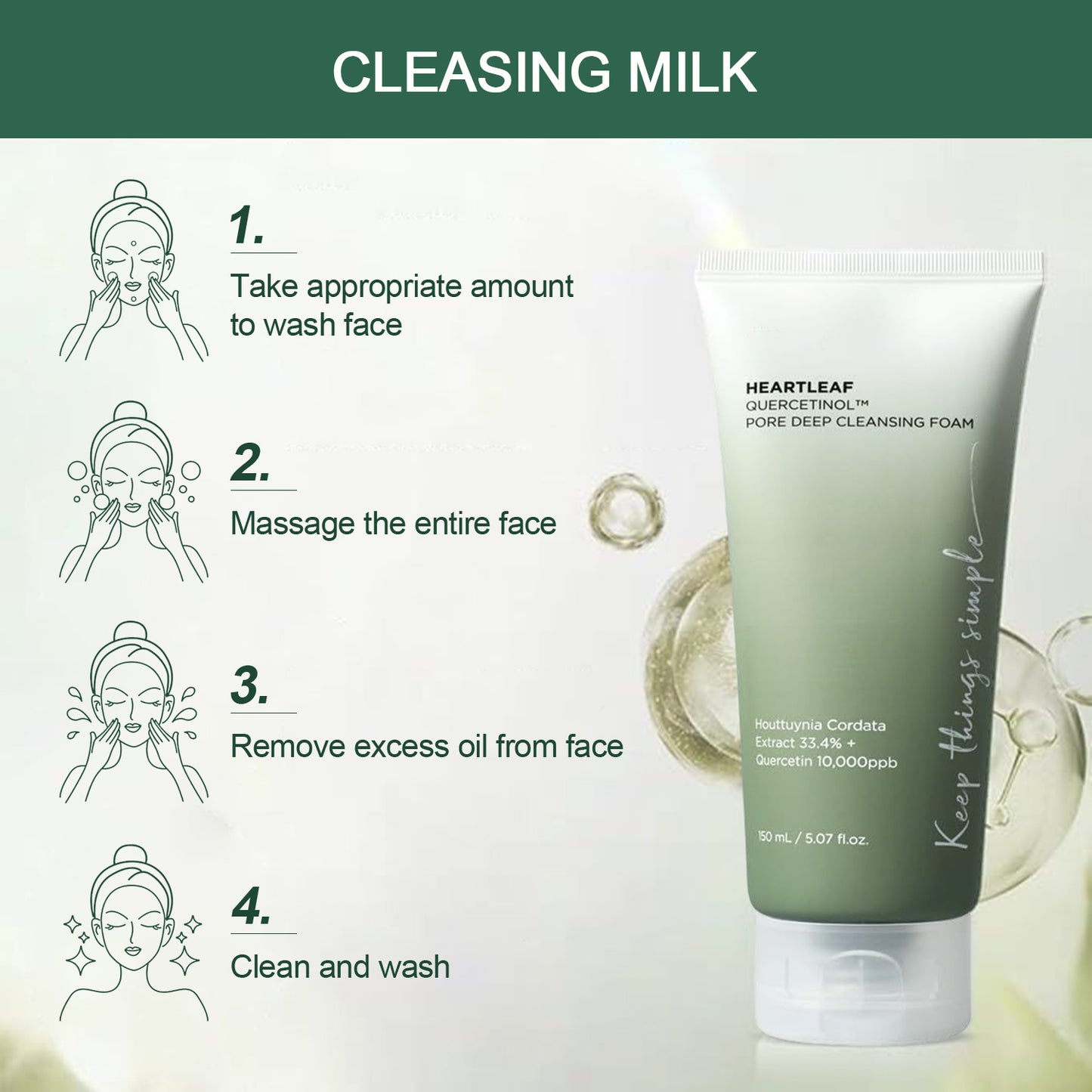 Deep Cleansing Foam（5.07 fl oz /150 ml) + Pore Control Cleansing Oil （6.76 fl oz/200ml) Daily Makeup Blackheads Removal