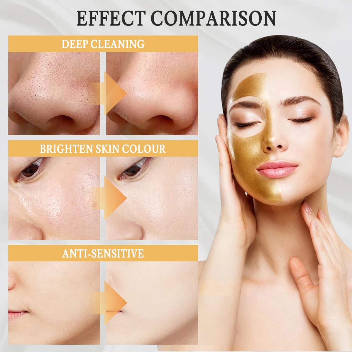 Gold Peel Off Mask Deep Cleansing Facial Cleansing Mask Anti-Wrinkle & Blackhead Removal Gold Foil Peel-Off Mask -98.4% GoldFace Mask, for Wrinkles, for all skin types